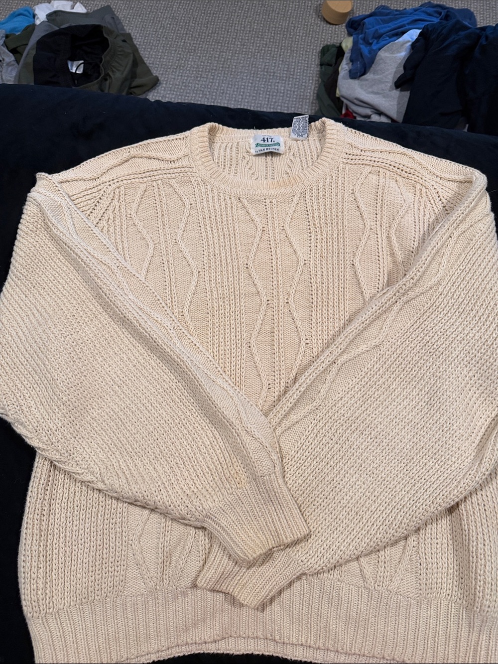 VINTAGE 417 by Van Heusen Cream Cable Knit Sweater